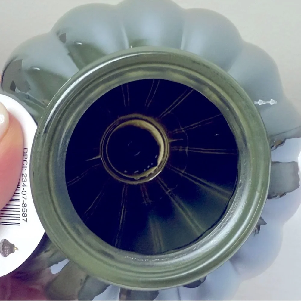 New Target Bullseye Playground Green Iridescent Glass Pumpkin w/ Gold Stem